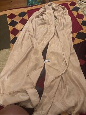 Dior Beige Monogram Silk Scarf with Black Accent
